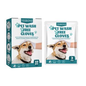 YEGBONG Pet Cleaning Gloves 60pcs No-Rinse Dirt and Hair Removal Disposable Grooming Wipes for Dogs and Cats - SKU00033739