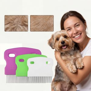 AMZ Short Pin Flea Comb 1pcs Stainless Steel Fine Tooth Grooming Grooming Comb for Dogs and Cats - SKU00027619