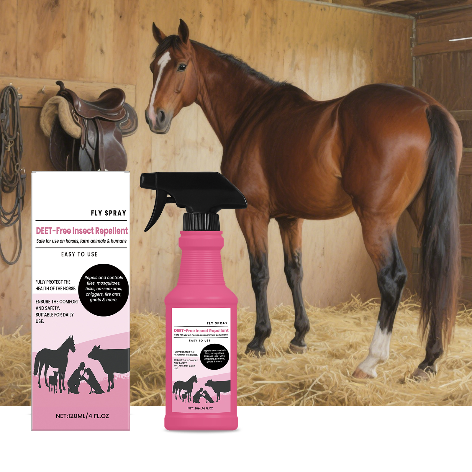 Yegbong Flea and Tick Spray 120ml Flea Mite and Skin Comfort Daily Pet Care for Dogs and Cats - SKU00038189