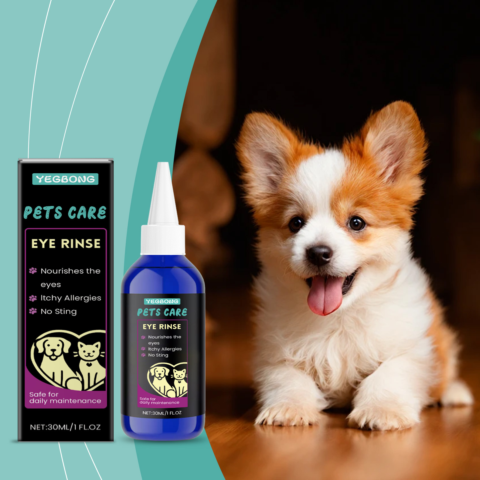 Yegbong Eye Drops 120ml Tear Stain & Eye Comfort Daily Eye Care for Dogs & Cats - SKU00030432