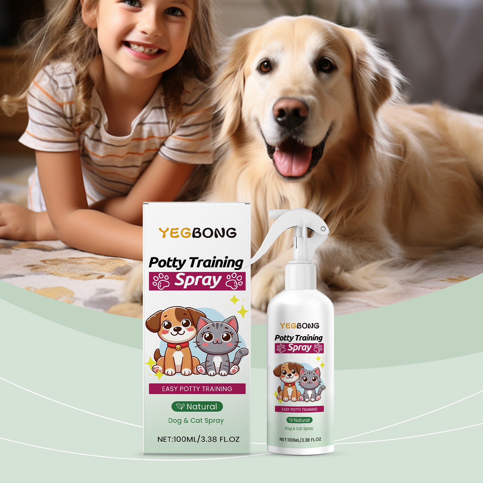 Yegbong Potty Training Spray 120ml Toilet Training Support for Dogs and Cats - SKU00028139