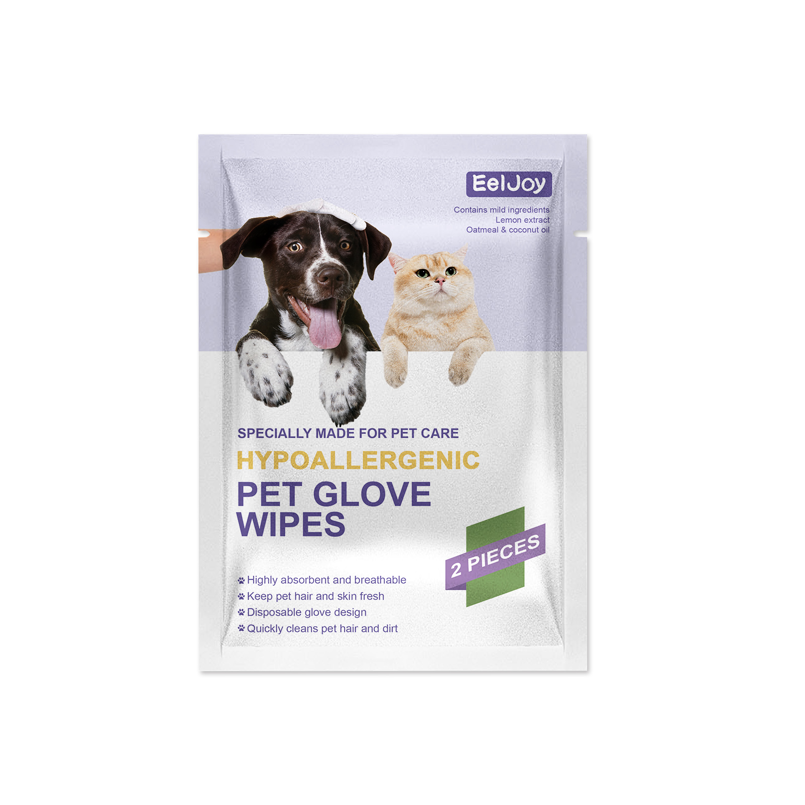 EelJoy Pet Cleaning Gloves 60pcs No-Rinse Odor Removal Wipes for Dogs and Cats - SKU00031388