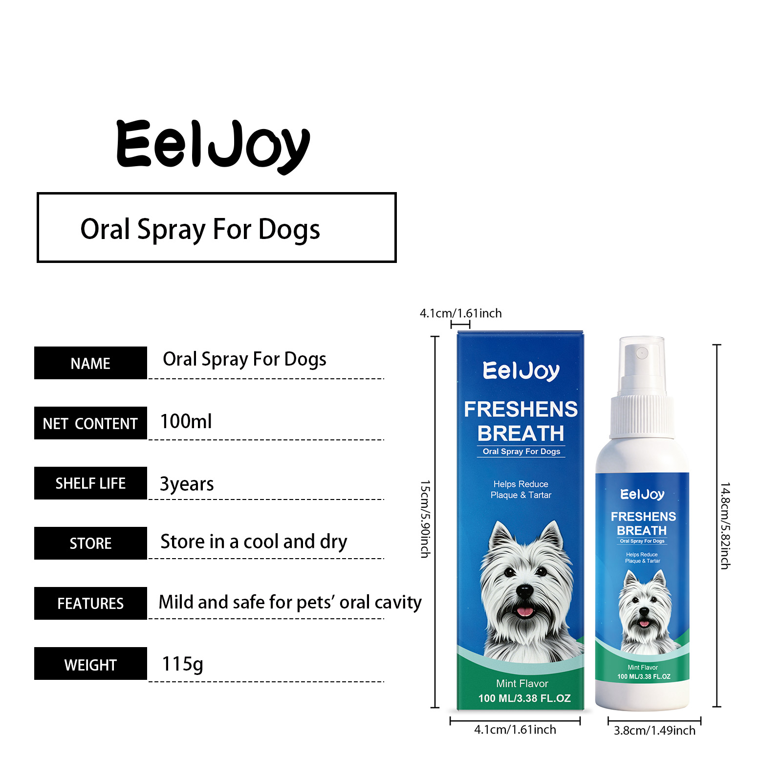 Kriath Fresh Breath Spray 120ml Fresh Breath and Dental Care Daily Dental Care for Dogs and Cats - SKU00028862 - Image 2