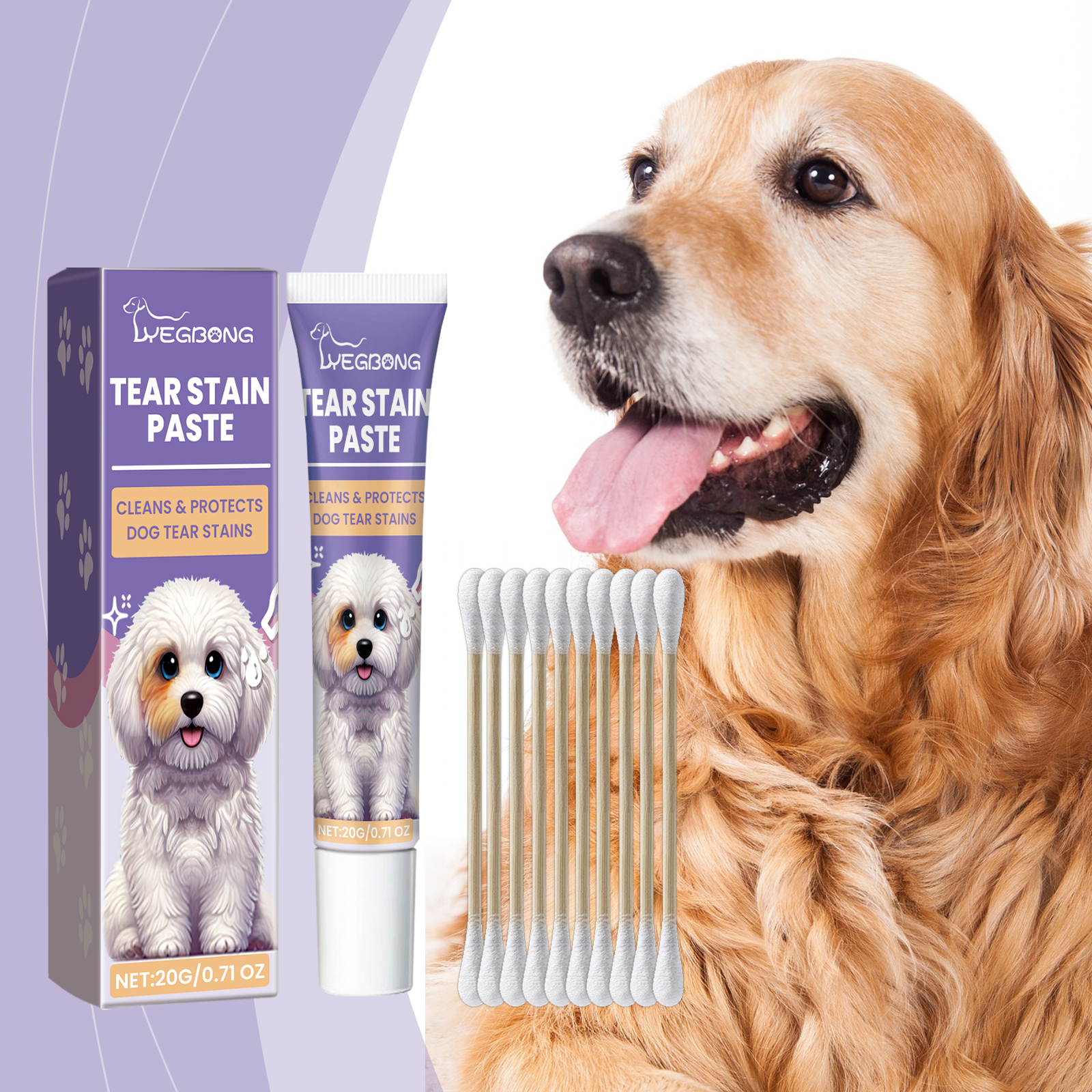 Yegbong Tear Stain Wipes 60pcs Tear Stain Removal Support for Dogs and Cats - SKU00014331 - Image 2