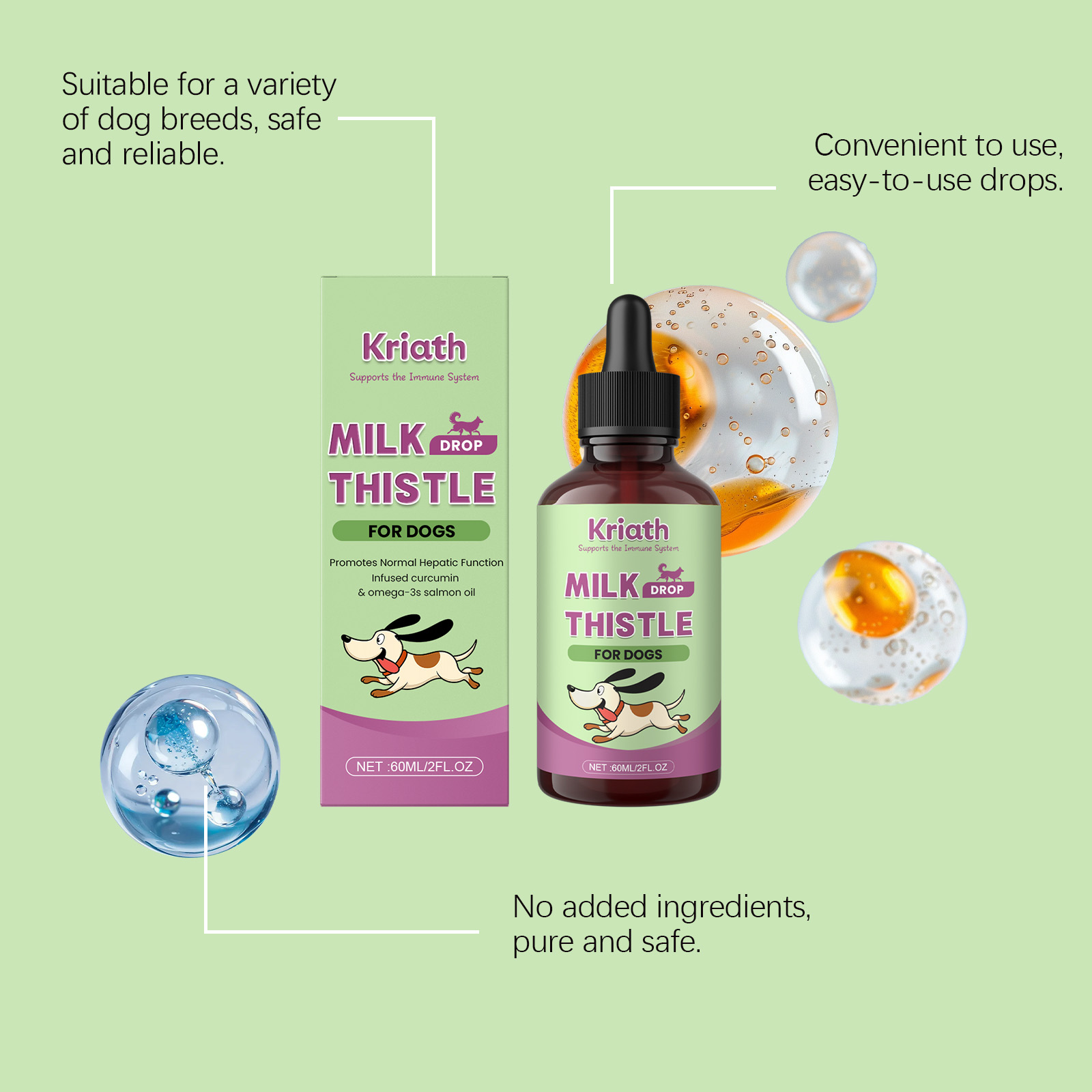 Kriath Milk Thistle Drops 60ml Liver and Immune Support for Dogs - SKU00040469 - Image 3