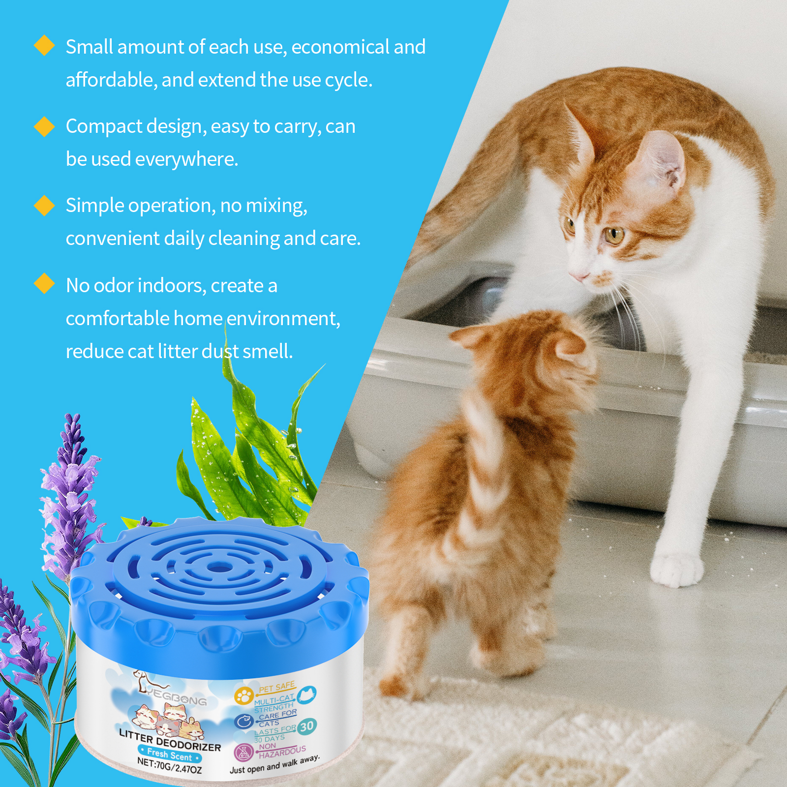 Yegbong Cat Litter Deodorizer Gel 120ml Odor Control Support for Cat Toilets - SKU00025614 - Image 3