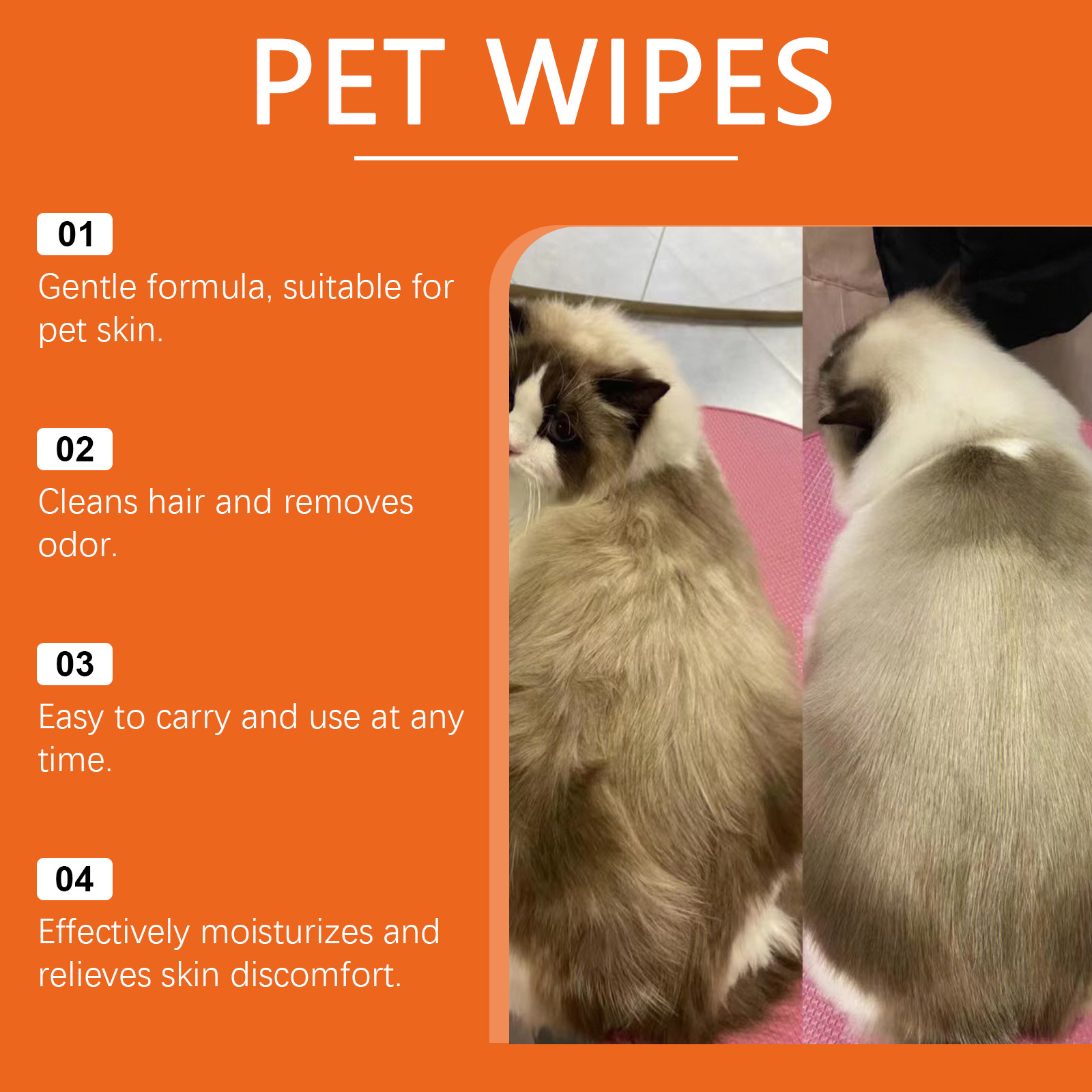 Yegbong Pet Cleaning Wipes 60pcs Tear Stain and Ear Cleaning Support for Dogs and Cats - SKU00030391 - Image 3