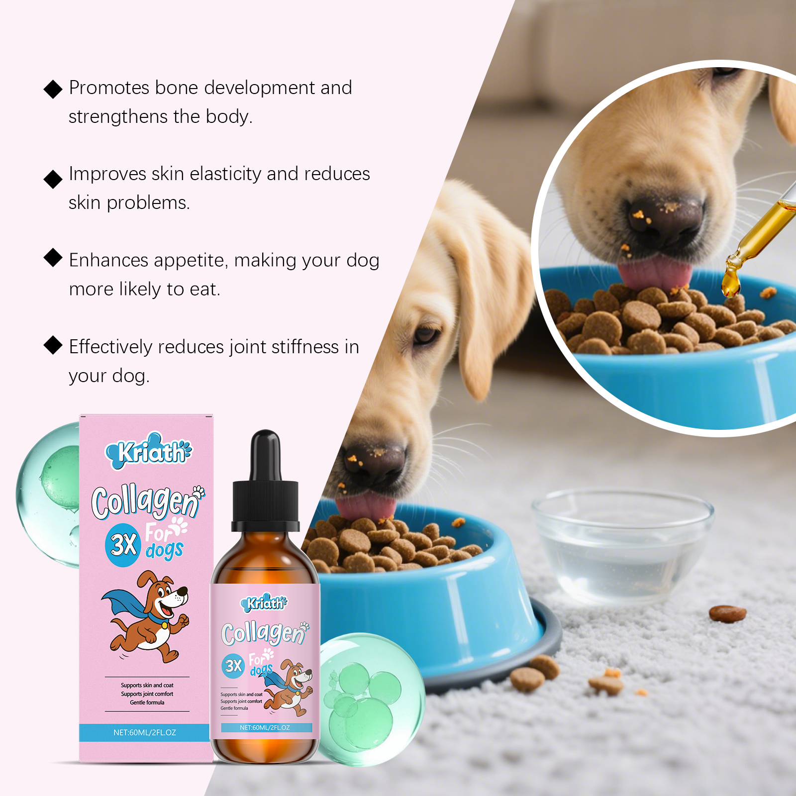 CKCU Glucosamine and Collagen Drops 60ml Joint and Skin Support Daily Pet Care for Dogs and Cats - SKU00039406 - Image 3