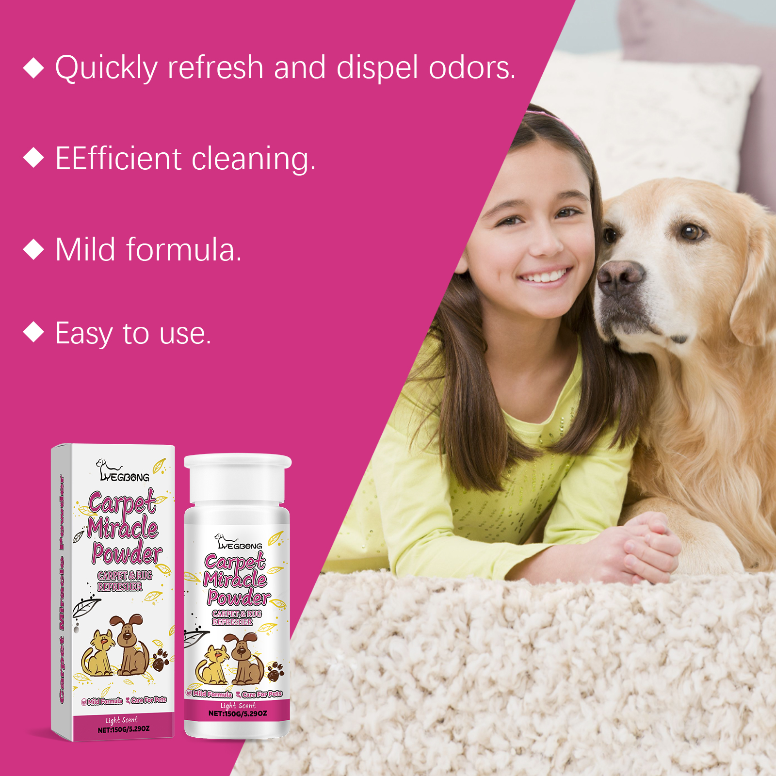 Yegbong Carpet Deodorizing Powder 120g Odor Neutralizing Support for Pet Homes - SKU00025763 - Image 4