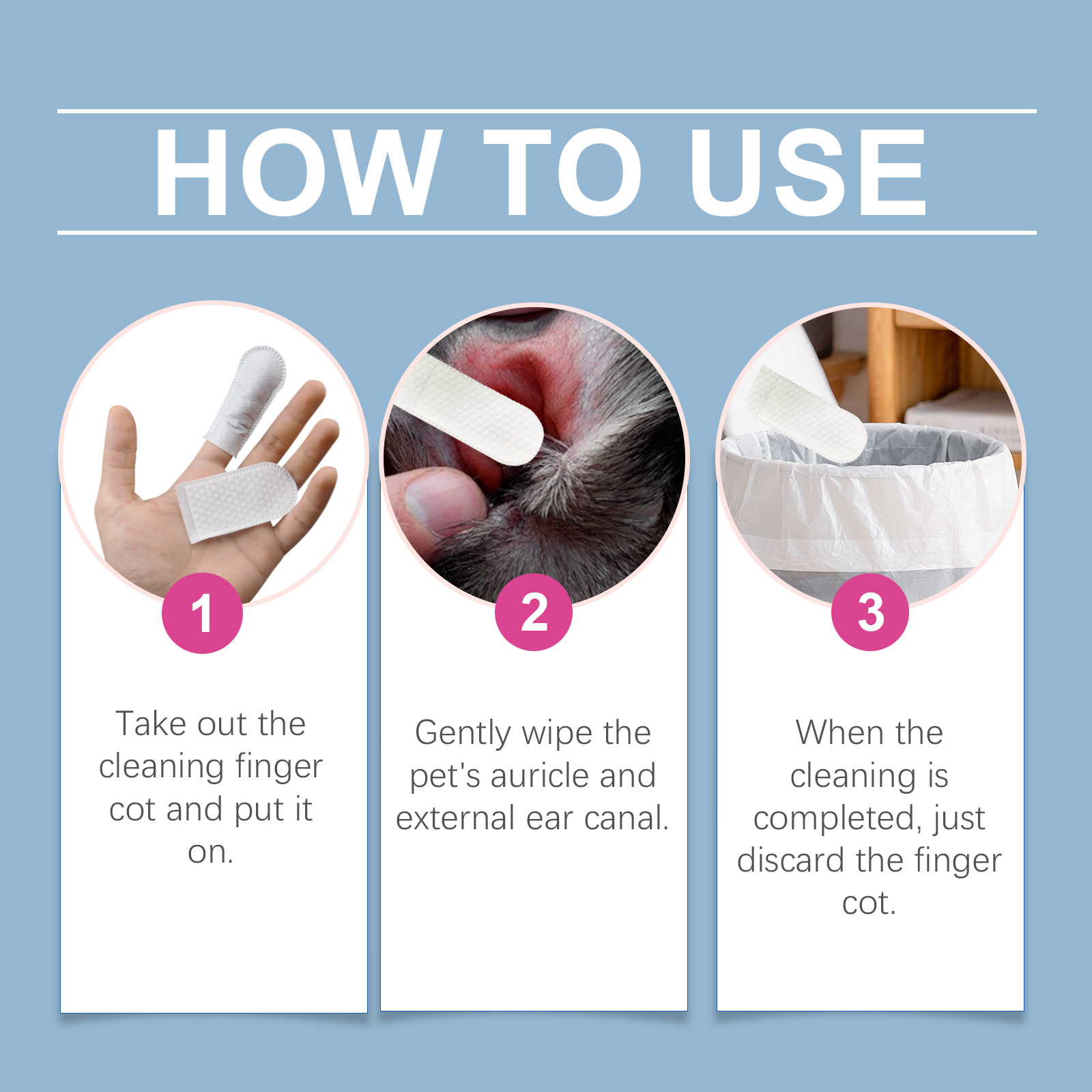 EelJoy Ear Finger Wipes 60pcs Wax and Odor Cleaning Support for Dogs and Cats - SKU00031251 - Image 5